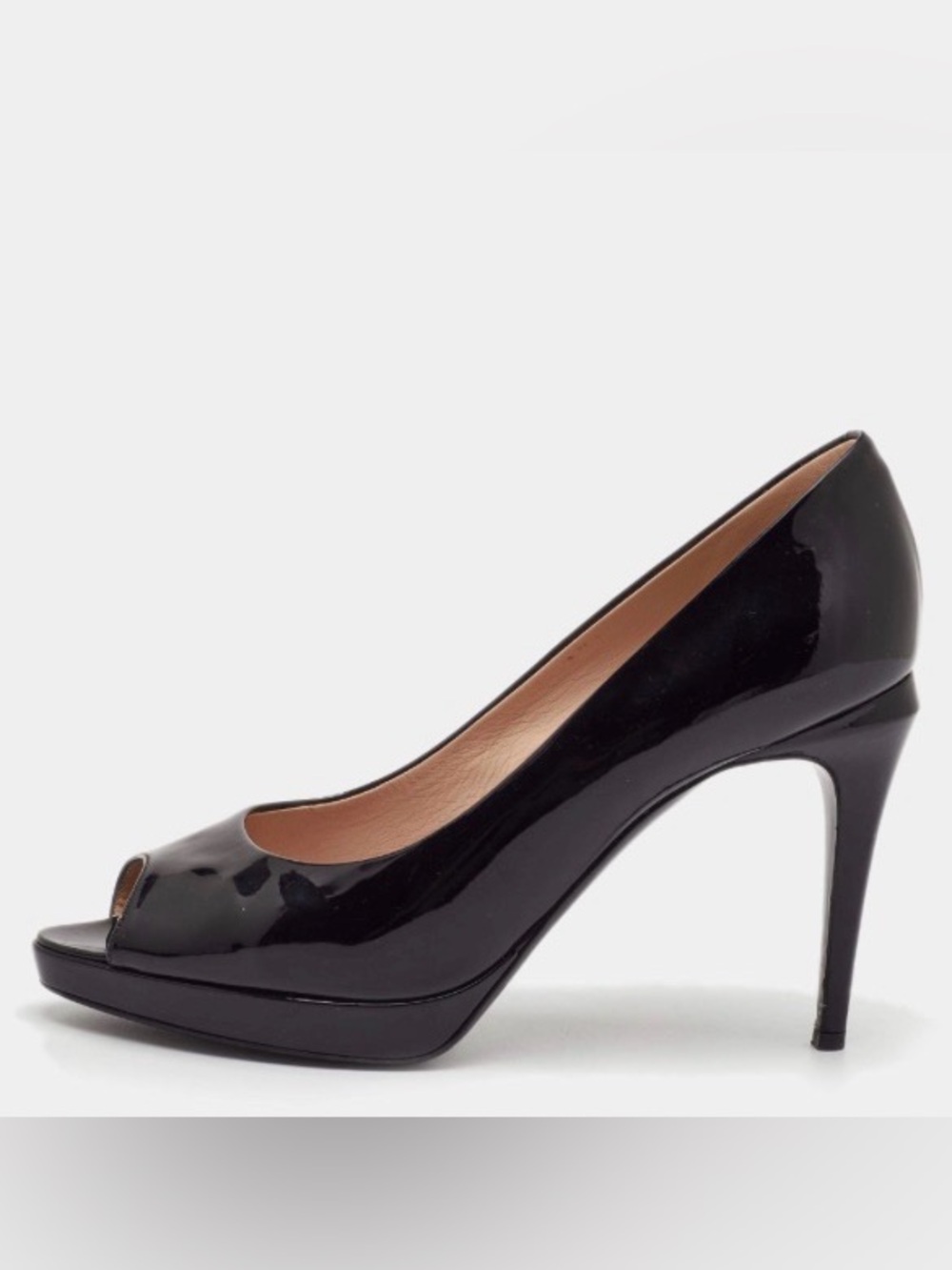 Fendi Glossy Black Peep-Toe Heels